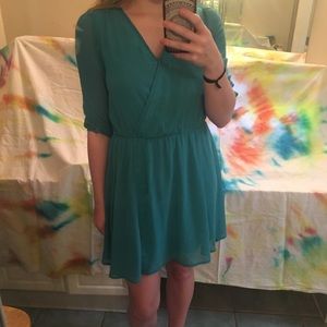Green wrap dress